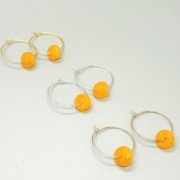 Handcrafted Recycled Glass Hoop Earrings - Picture 1 of 2